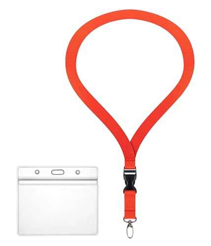 Ausweishülle ZIP Ausweishalter wasserdicht & flexibel mit Lanyard 2 cm breites Schlüsselband (11 Farben) Umhängeband + ZIP Kartenhalter für 1-2 Ausweise Zugangskarten (Rot) von webbomb
