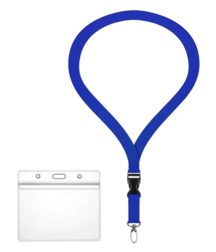Ausweishülle ZIP Ausweishalter wasserdicht & flexibel mit Lanyard 2 cm breites Schlüsselband (11 Farben) Umhängeband + ZIP Kartenhalter für 1-2 Ausweise Zugangskarten (Royalblau) von webbomb