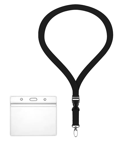 Ausweishülle ZIP Ausweishalter wasserdicht & flexibel mit Lanyard 2 cm breites Schlüsselband (11 Farben) Umhängeband + ZIP Kartenhalter für 1-2 Ausweise Zugangskarten (schwarz) von webbomb