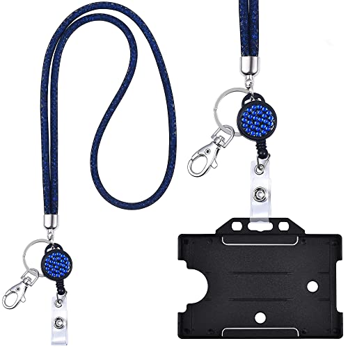 Kristall Lanyard BLAU mit Ausweis Jojo + ID Kartenhalter schwarz Halskette Schlüsselband mit glitzernden Strasssteinchen Umhängeband von webbomb