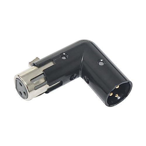 3-Pin XLR 90 Grad Adapter, Einstellbarer männlicher zu weiblicher rechtwinkliger XLR Adapter für DMX Kabel Schwarz von wecan
