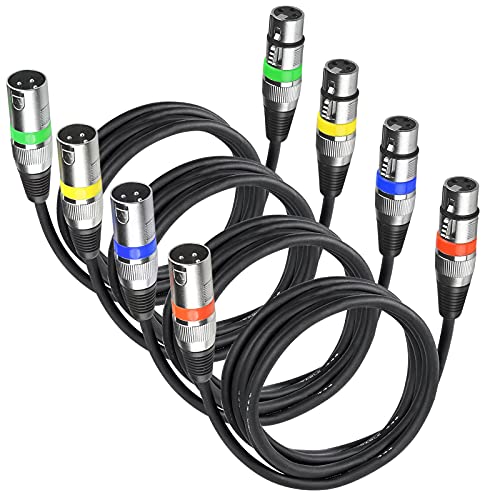 4Pack Dmx Kabel 3m 3 Pin XLR Kabel 3m, XLR Kabel Set 3 Poliges Dmx Signalverbindungskabel Dmx Light Cable, Dmx Lichtsteuerung Kabel Kanone für Dmx Controller Moving Head Bühnenscheinwerfer von wecan