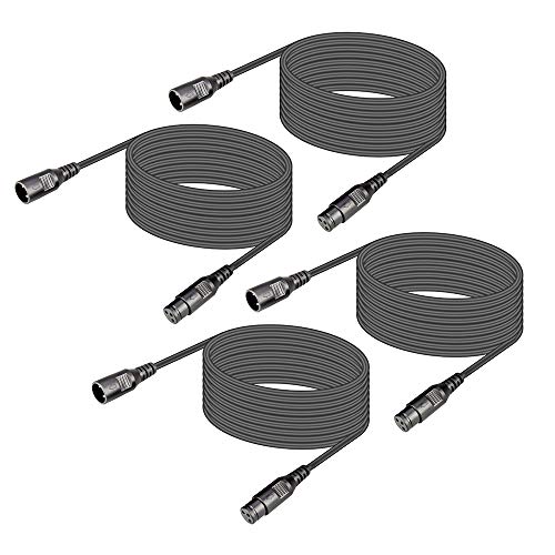 4Pack Dmx Kabel 5m 3 Pin Dmx Cables XLR Kabel 4er Set, Dmx In Kabel XLR Buchse Stecker 3 Polig XLR Anschluss, Dmx Kabel Lichttechnik Signalkabel von wecan