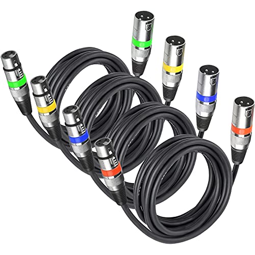 4Pack Dmx Kabel 5m 3 Pin Dmx Cables XLR Kabel 4er Set, Microfon Kabel XLR Dmx Buchse Stecker 3 Polig XLR Anschluss, Dmx Kabel Licht Signalkabel XLR Kanonenkopf mit Stecker Connector für Led Parlicht von wecan