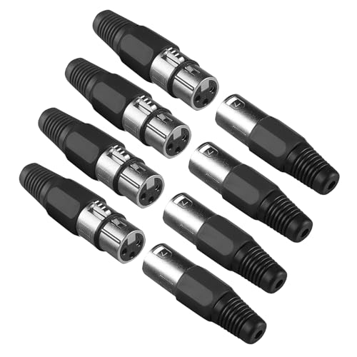 4Pack Xlr zu Xlr Stecker 3 Polig Xlr Kanonenkopf, Dmx Stecker Xlr Buchse Nl4fc Dmx Terminal Connector, Xlr Stecker zum Löten Male und Female Kupplung Mikrofon Stecker Xlr Adapter Einbaubuchse von wecan