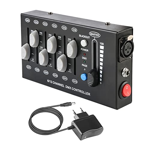 Dmx Controll Lichtmischpult, Dimmer Dmx Controller 12 Kanäle Dimmer Konsole, Mini Tragbarer Dmx512 Controller Klein Lichtpult Dmx Steuerung für Par Lights Fog Machine DJ Disco Licht Dmx Controler von wecan