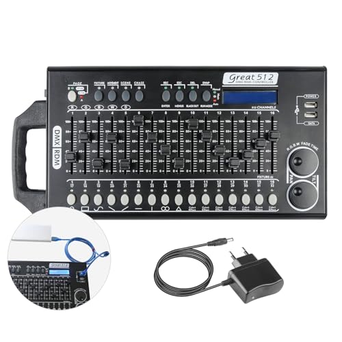 Dmx Controll Lichtmischpult Dmx Controller 512 Kanäle Dmx Konsole, Lichtmixer Dmx 512 Controller Musikgesteuert Lichtpult Eingebaut Programm und RDM Dip Funktion, Dmx Pult Partylicht Dmx Controler von wecan