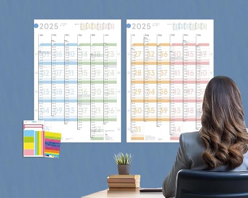 weekview Wandkalender Colour 2025, DIN A1 (2xA2h), abwischbar - Großer Jahreskalender für perfekte Organisation von weekview