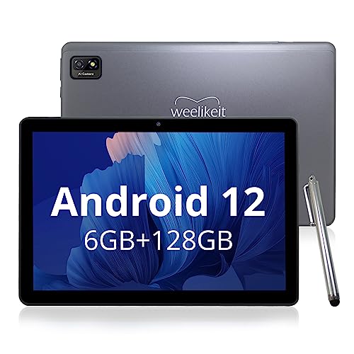 weelikeit Tablet 10 Zoll Android 12, 6GB RAM 128GB ROM, Octa-core Tablette, 6000 mAh Akku, 1280 x 800 HD Touchscreen, Dual Kamera 8+13MP, Bluetooth, WLAN, GPS, YouTube, Gaming Tablets mit Stift von weelikeit