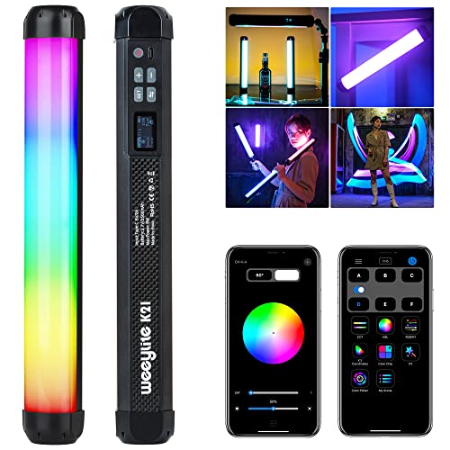 Weeylite K21 RGB-LED-Stableuchte, magnetische App-Steuerung, LED-Videoleuchte mit CRI 95+, 2500 mAh, wiederaufladbar, 2500–8500 K, Vollfarb-Handfotoleuchte für Porträt-Videoaufnahmen, TikTok von weeylite