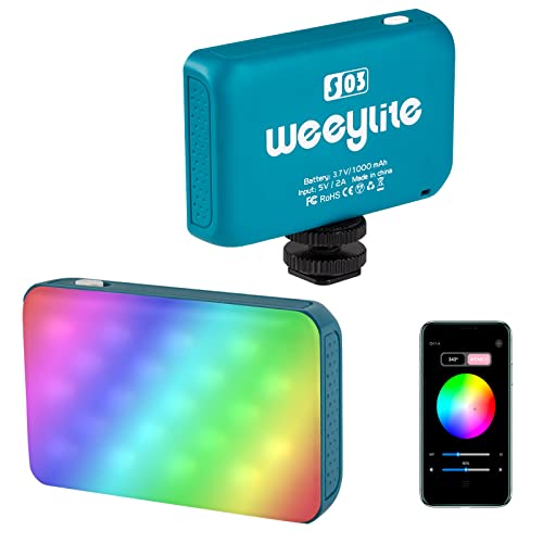 Weeylite LED Videolicht RGB,Mini Videoleuchte mit 1000mAh Akku,APP Kontrolle Kamera Licht Dimmbare 2800-6800K CRI95+ Dauerlicht für Fotografie Video Konferenz TikTok -Blau von weeylite