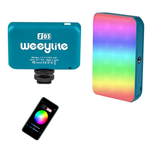 Weeylite RGB LED Videoleuchte, S03 Mini Videolicht mit APP-Steuerung,Kamera Licht Dauerlicht Dimmbare 2800-6800K/CRI 95+/0-360 Grad Vollfarbe/Akku,LED Licht für YouTube Videofotografie Selfie von weeylite