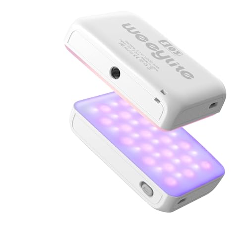 Weeylite S03 RGB Videoleuchte mit APP Kontrolle Mini LED Videolicht mit Eingebautem Akku,Fotografie Kamera Licht Dimmbare 2800-6800K/CRI 95+/0-360° einstellbare Farben für YouTube Video (S03-Weiß) von weeylite