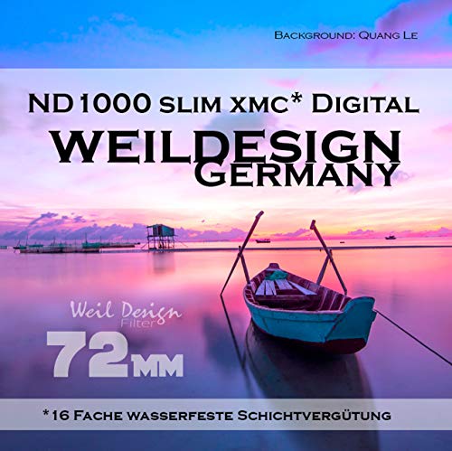 Graufilter ND Filter 1000 Slim XMC Digital Weil Design Germany * 10 Blendenstufen * Frontgewinde * 16 Fach XMC vergütet * inkl. Filterbox (Graufilter ND Filter 72mm) von weildesign