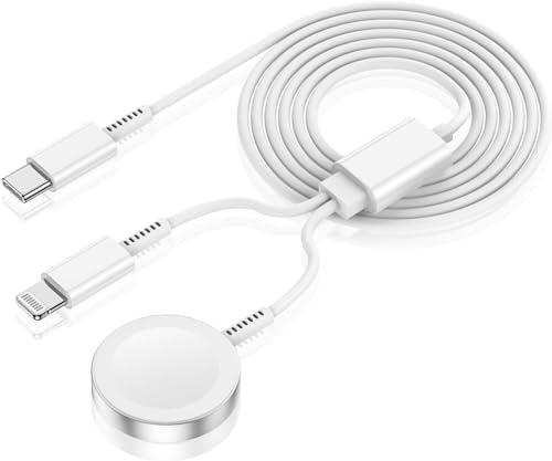 2in1 Schnellladegerät für Apple Watch, 6.5FT kabelloses Ladekabel für schnelles Laden über USB-C für Apple Watch Series SE/8/7/6/5/4/3/2/1 & Phone 14/13/12/11/Pro/Max/XR/XS/XS Max & Pad von weiship