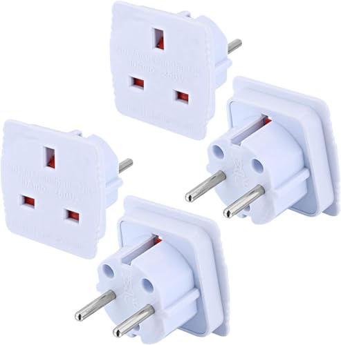 Welsberg 4 Stück UK zu EU Reiseadapter, UK Adapter, UK auf DE Reisestecker Netzadapter, UK 3-Pin auf Euro 2-Pin Europäischen Steckdose, weiß Welsberg 4 Stück UK zu EU Reiseadapter, UK Adapter, UK auf DE Reisestecker Netzadapter, UK 3-Pin auf Euro 2-Pin Europäischen Steckdose, weiß von welsberg
