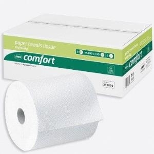 wepa Handtuchrolle Comfort, 2-lagig, Tissue, hochweiss Linienprägung, blauer Leim, Blattbreite: 205 mm (316800) von wepa
