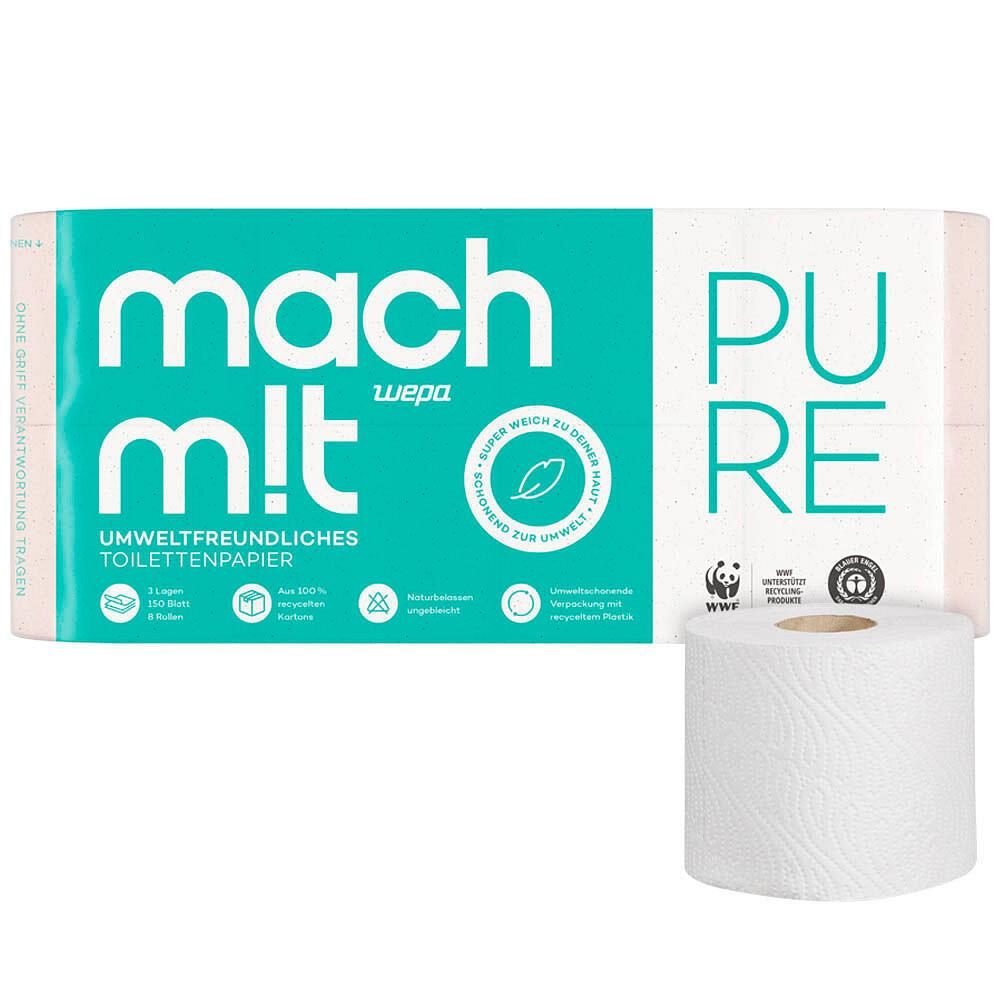 wepa Toilettenpapier "mach mit" 3-lagig - 8 Rollen von wepa