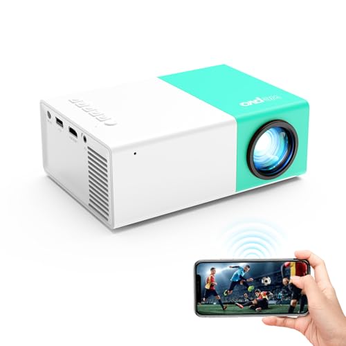 wepvo Mini Beamer tragbarer WiFi Projektor Projektor für Heimkino, Der Bildschirm des Mobiltelefons kann über WiFi oder über EIN Datenkabel auf den Projektor gespiegelt Werden von wepvo