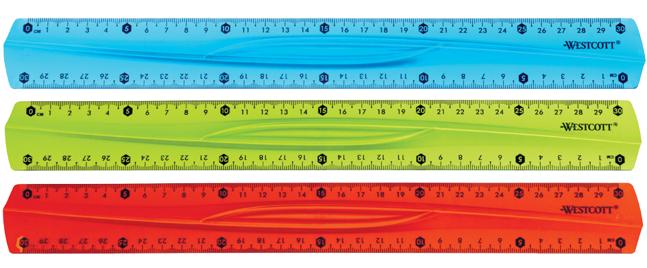 WESTCOTT Flachlineal, Kunststoff, Länge: 300 mm, flexibel von westcott