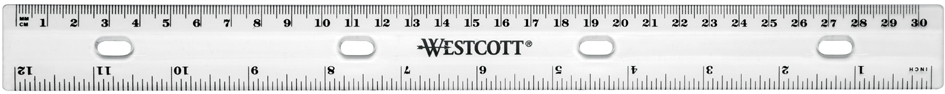 WESTCOTT Flachlineal mit Abheftlochung, 300 mm, Kunststoff von westcott