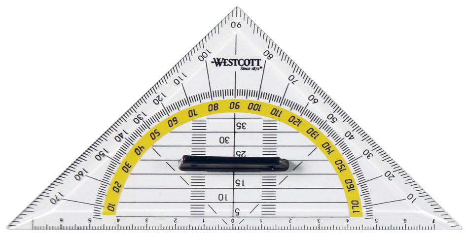 WESTCOTT Geometriedreieck, Hypotenuse: 140 mm, mit Griff von westcott