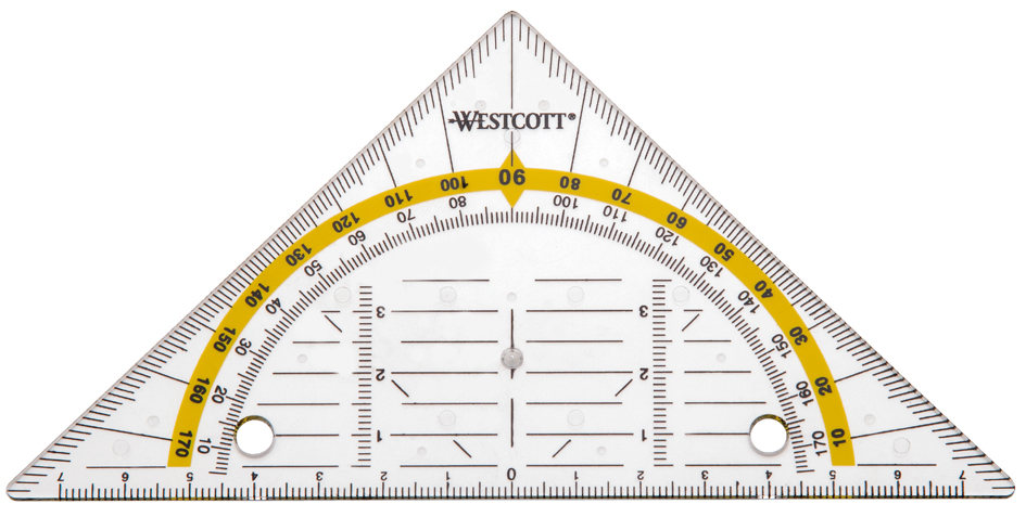 WESTCOTT Geometriedreieck zum Abheften, Hypotenuse: 140 mm von westcott