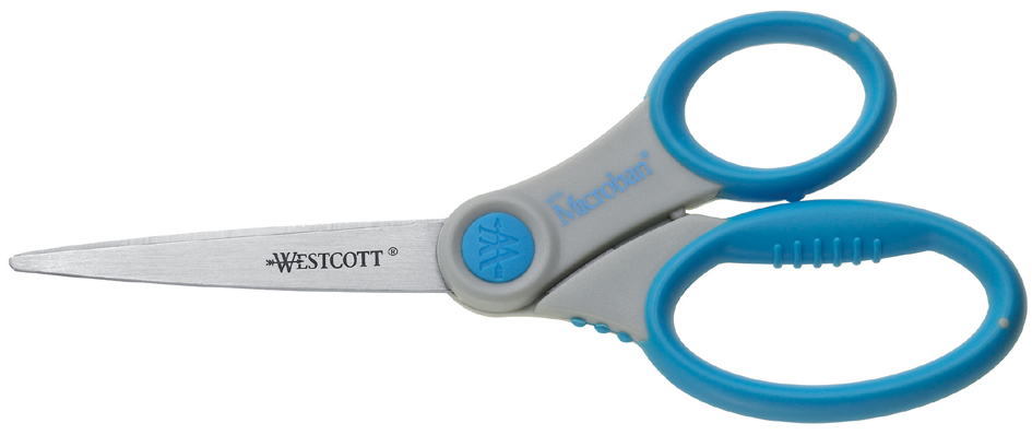 WESTCOTT Schere Microban Softgrip, Länge: 180 mm, grau/blau von westcott