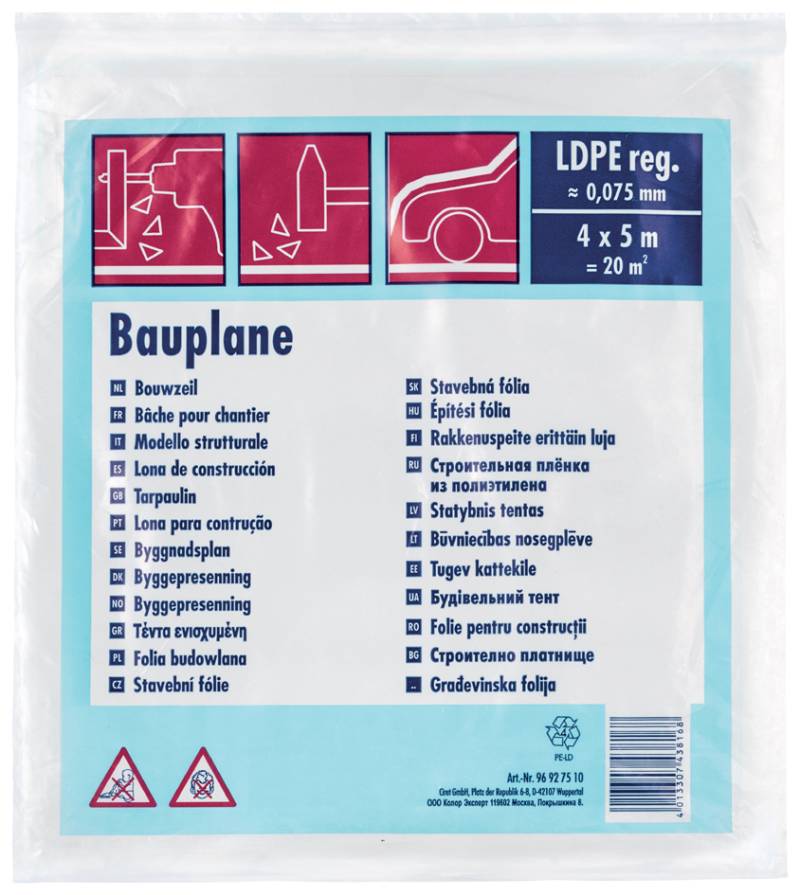WESTEX Bauplane, LDPE, 75 my, schwarz, 4 x 5 m von westex