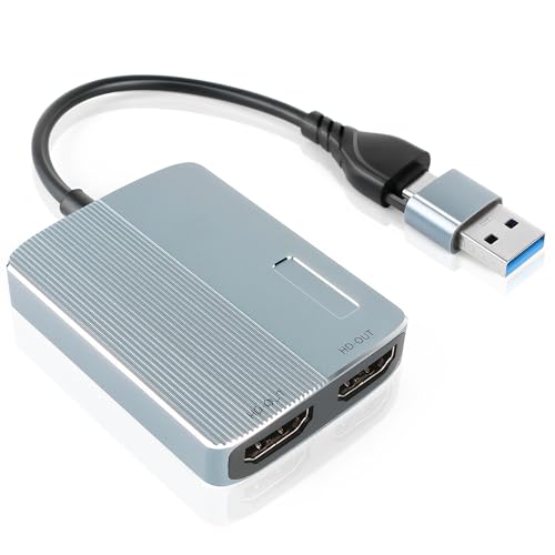 weton Dual Monitor Adapter,USB A/C auf 2X 1080p HDMI Splitters, Externe grafikkarte, USB 3.0 zu Bildschirm Adapter Extender kompatibel mit Mac OS, Windows von weton