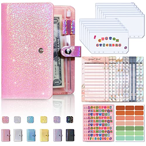 Budget Binder, Cash Envelopes for Budgeting, Money Organizer for Cash, Budget Binder with Cash Envelopes, 6-Ring Money Saving Binder((funkelnd rosa)) von wetoowin