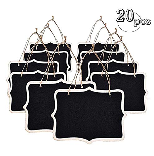 20 STÜCKE Mini Rechteck Hängende Tafeln, Doppelseitiges Schwarzes Anschlagbrett für Hochzeiten, Kinderhandwerk, Garten, Shop 8,5X6 CM von whatUneed