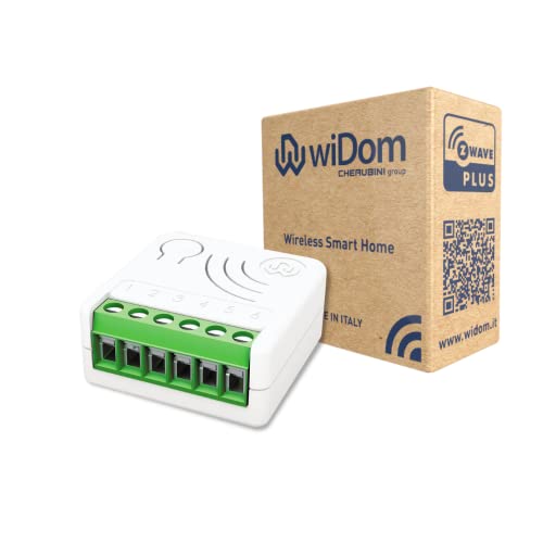 WiDom - Smart Double Switch L 7 - Intelligenter Schalter - Doppelrelais - Phasengesteuert, Funk-Hausautomation Z-Wave Plus Serie 700 - SmartStart - S2 - Abmessungen 37 x 37 x 17 mm - Made in Italy von wiDom