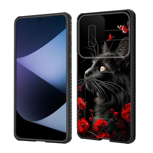 wiaekosef Schutzhülle für Galaxy S25 Edge, integrierte Schiebe-Kamera-Objektivabdeckung, strapazierfähig, stoßfest, doppellagig, Schutzhülle für Samsung Galaxy S25 Edge 2025, schwarze Katze, Blumen wiaekosef Schutzhülle für Galaxy S25 Edge, integrierte Schiebe-Kamera-Objektivabdeckung, strapazierfähig, stoßfest, doppellagig, Schutzhülle für Samsung Galaxy S25 Edge 2025, schwarze Katze, Blumen von wiaekosef