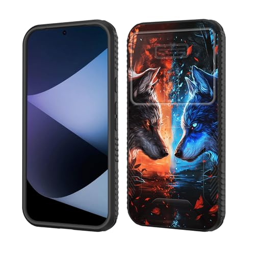 wiaekosef Schutzhülle für Pixel 9 Pro XL, integrierte Schiebe-Kamera-Objektivabdeckung, strapazierfähig, stoßfest, doppellagig, für Goolge Pixel 9 Pro XL 17,3 cm (6,8 Zoll) 2024, Cool Wolf von wiaekosef