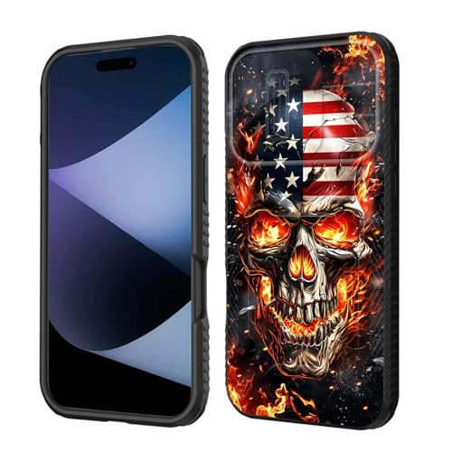 wiaekosef Schutzhülle für iPhone 16 Pro, integrierte Schiebe-Kamera-Objektivabdeckung, strapazierfähig, stoßfest, doppellagig, für iPhone 16 Pro 16 Pro 16 cm (6,3 Zoll) 2024, amerikanische Flagge, von wiaekosef