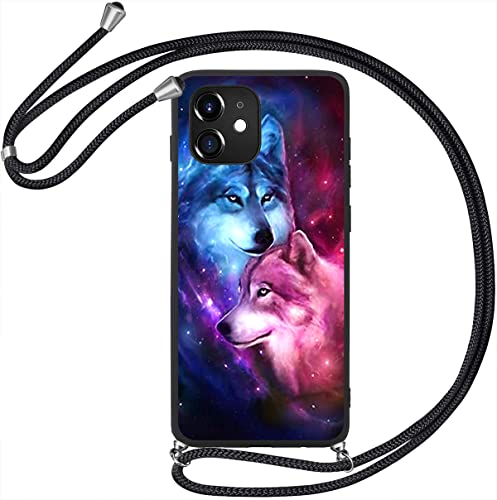 TPU Silikon Handy Hülle mit Band Kette für Samsung Galaxy A53 5g - Schutz Case Cover Tasche Kordel Schutzhülle zum Umhängen Motiv KBX-49 Hund Wolf von wicostar