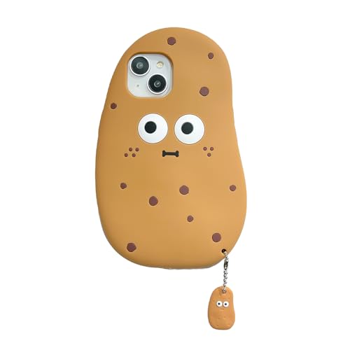 3D-Kartoffel-Schutzhülle für iPhone 11, 15,5 cm (6,1 Zoll), Cartoon-Motiv, niedlicher Kawaii-Charakter, lustiger Kartoffelmann mit Anhänger, Kinder, Teenager, Mädchen, Frauen, stoßfest, weiches von wifantien