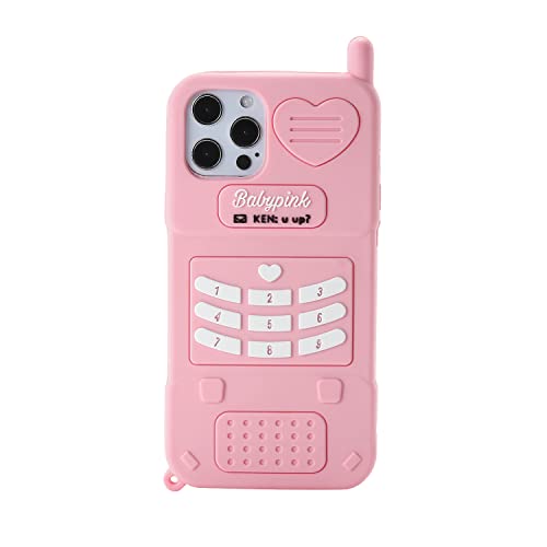 wifantien 3D-Retro-Handyhülle, Cartoon-Design, niedliches Kawaii, schöne Retro-Telefonform, Kinder, Teenager, Mädchen, Frauen, weiche Silikon-Schutzhülle für iPhone 15 Pro 15,5 cm (6,1 Zoll), Rosa von wifantien