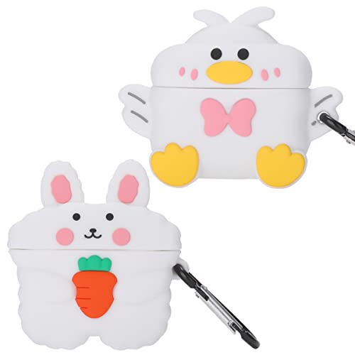 wifantien 3D-Schutzhülle für AirPods 3. Generation 2021, niedliches Karottenkaninchen + Schleife, 3D-Cartoon-Design, für Damen, Mädchen, Kinder, niedliches Kawaii-Tier, Hase, Ente, Schlüsselanhänger, von wifantien