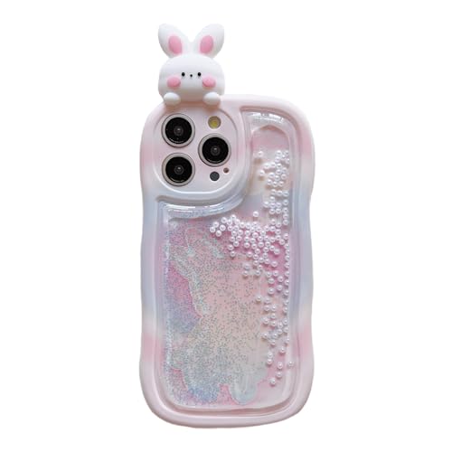 wifantien Schutzhülle für iPhone 16 Pro, Motiv: fließender flüssiger Treibsand, niedlicher Kawaii-Wellenrahmen, lustiger Kaninchen, vollständiger Kameraschutz, Kinder, Mädchen, Frauen, TPU-Hülle für wifantien Schutzhülle für iPhone 16 Pro, Motiv: fließender flüssiger Treibsand, niedlicher Kawaii-Wellenrahmen, lustiger Kaninchen, vollständiger Kameraschutz, Kinder, Mädchen, Frauen, TPU-Hülle für von wifantien