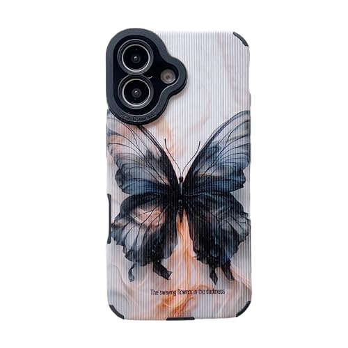wifantien Weiche Schutzhülle für iPhone 16 Plus, 17 cm (6,7 Zoll), niedliches Schmetterlingsmuster, schmale Passform, Kameralinsenschutz, hautfreundlich, weiche TPU-Hülle für Damen, Mädchen, Herren von wifantien