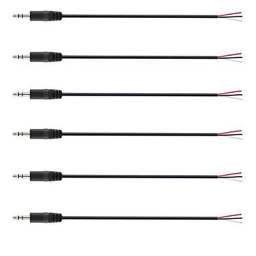 6 Stück 2,5 mm Stecker auf blankes Kabel, offenes Ende, TRS 3-poliger Stereo-Klinkenstecker, 2,5 mm Audiokabel für Kopfhörer-Ersatzkabel, Reparatur von winwill