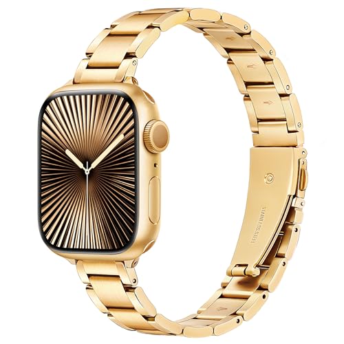 wipalor Armband Kompatibel mit Apple Watch 38mm 40mm 41mm 42mm, Edelstahl Armband für Apple Watch Band Apfelband Damen, Einstellbar Metall Ersatz für Apple Watch Series 10 9 8 7 6 5 4 3 2 1 SE-Gold wipalor Armband Kompatibel mit Apple Watch 38mm 40mm 41mm 42mm, Edelstahl Armband für Apple Watch Band Apfelband Damen, Einstellbar Metall Ersatz für Apple Watch Series 10 9 8 7 6 5 4 3 2 1 SE-Gold von wipalor