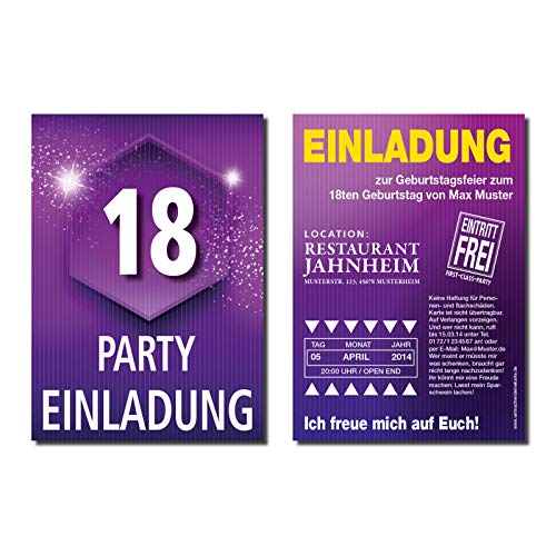 Einladung Einladungskarte 18. Geburtstag Glitter von wirmachendeinekarte.de