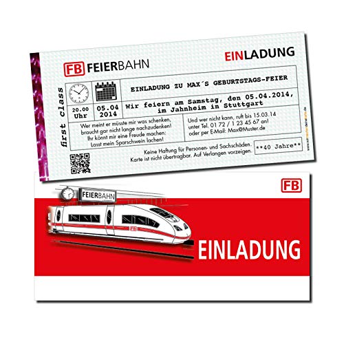 Einladung Einladungskarte Geburtstag (10 Stück) Feierbahn individuell von wirmachendeinekarte.de