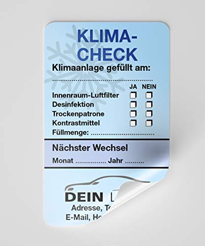 KFZ-Klima-Aufkleber Blau 150 Stück Firmenlogo von wirmachendeinekarte.de