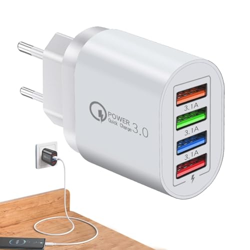 wiroouia Ladeblock, Schnellladeblock, Vier-Port-Reiseladegerät Cube, Handy-Ladegerät, Stecker-Reiseadapter, Ladewürfelkopf für Tablet-Computer, zu Hause und auf Reisen von wiroouia