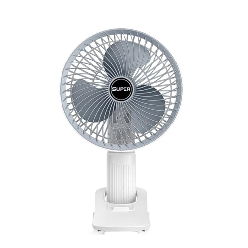 wisoolkic Tragbarer Schreibtischventilator, energiesparend und 360 Grad Anpassung, unerlässlich für kühlen, wiederaufladbaren tragbaren ABS, leise, 7" Lademodell von wisoolkic