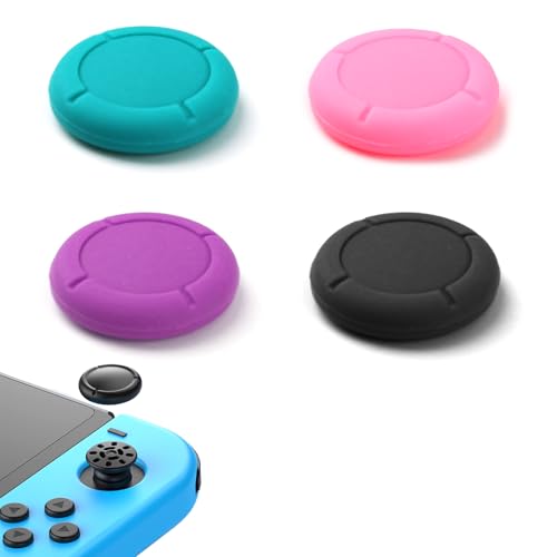 4 Stück Ersatzkappe für Controller Switch Joystick Kappen, SilikonschutzhüLle für Switch/Lite Thumb Grip Analog Joystick Kappen(Schwarz, Rosa, Blau, Lila) von witeup